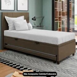 Bicama Box Baú Solteirão 96x203cm Samy S05 Veludo Marrom - Mpozenato