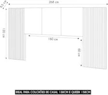 Cabeceira Casal Queen 268cm Com LED Dubai Zen Linho Cinza - Vila Rica