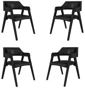 Kit 4 Cadeiras Sala de Jantar e Jogos Carteados Madeira Maciça Poker PU Preto/Preto G42 - Gran Belo