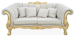Sofá Napoleão 2 Lugares Entalhado Madeira Maciça Design de Luxo Peça Artesanal