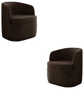 Kit 2 Poltronas Decorativas Design Moderno Bel Sala de Estar Base Giratória Veludo Marrom G33 - Gran Belo