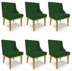 Kit 6 Cadeiras Estofadas para Sala de Jantar Base Fixa de Madeira Cast