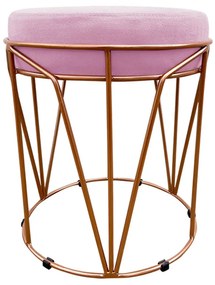 Puff Multiuso com Mesa Babu 2 em 1 Suede Rosa Bebê Base Cobre - D'Rossi