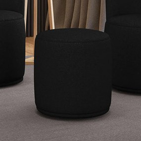 Puff Redondo Orgânico para Sala Malu Linho M11 - D'Rossi - Preto