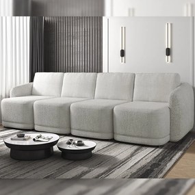 Sofá Cama Modulado Retrátil e Reclinável Decorativo Varsóvia 436cm Bouclê Cinza G33 - Gran Belo