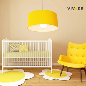 Lustre Pendente Cilíndrico 4052 Cúpula em Tecido 50x21cm Amarelo - Bivolt
