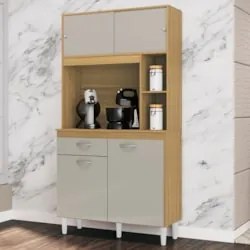 Armário de Cozinha Compacta 90cm Parisi Z46 Damasco/Off White - Mpozen