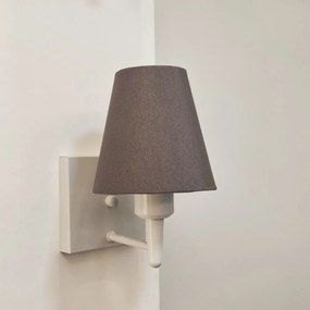 Arandela Quadrada Md-2034 Branco Cúpula em Tecido Cone Cinza Escuro - Bivolt