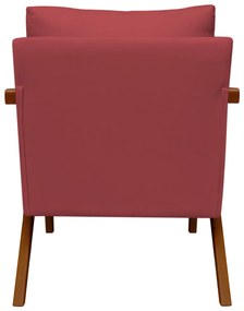 Poltrona Decorativa Amber Base De Madeira Veludo Vermelho