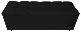 Calçadeira Estofada Manchester 195 cm King Size Corano Preto - ADJ Decor