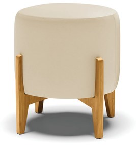 Puff Banqueta Decorativo Base Madeira Stella Sintético Bege D03 - D'Rossi