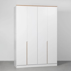 Guarda-roupa Harper 4 Portas 1,60m - Branco e Natural - Guarda-Roupa Harper 4 Portas 1,60m - Branco e Natural