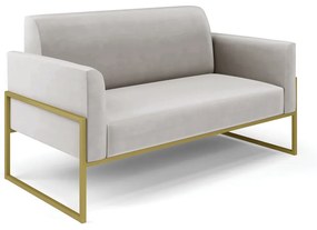 Sofá Namoradeira Base Industrial Alta Dourado Marisa Veludo D03 - D'Rossi - Cinza
