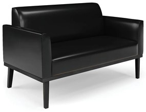 Poltrona Namoradeira Decorativa Isabella Pés Fixo em Madeira PU Preto Brilho G19 - Gran Belo