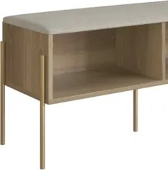 Banco Sapateira Estofada Para Quarto Pé Metal Arlo A10 Hanover/Dourado