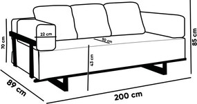 Sofá Cama 2 Lugares Living 200cm Base Industrial Sala Cherie Linho Bege K01 - D'Rossi