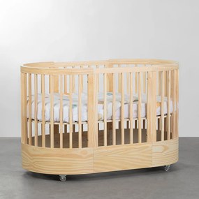 Berço Evolutivo Wave 3 em 1 com Colchões para Berço e Mini Berço - Nature