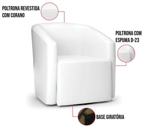 Poltrona Decorativa Base Giratória Stella Max Sintético PU D03 - D'Rossi - Branco