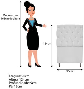 Cabeceira Estofada Liverpool 90 cm Solteiro Corano Branco - ADJ Decor