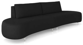 Sofá Bipartido Sala de Estar Jamaica 300cm Curvo Pés Alumínio Veludo Preto G52 - Gran Belo
