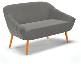 Namoradeira 02 Lugares Giovana Suede Grafite Pés Palito Castanho - D'Rossi