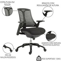 Cadeira de Escritório Diretor Giratória com Regulagem Dori R02 Sintéti