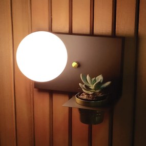 Arandela Nature Horizontal Com Porta Mini Vaso 12X25Cm Globo Ø10Cm 01X... (BRANCO)