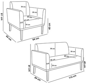 Conjunto 2 Poltronas e 1 Namoradeira Decorativa Isabella Pés Fixo em Madeira Castanho Suede Verde G19 - Gran Belo