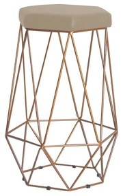 Banqueta Decorativa Rubel Base Gold Veludo Bege G41 - Gran Belo