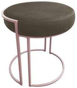 Puff Redondo Base Industrial Rosê Love Suede - Marrom Rato
