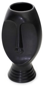 Vaso Decorativo Rosto em Cerâmica Preto 23,5x11 cm - D'Rossi