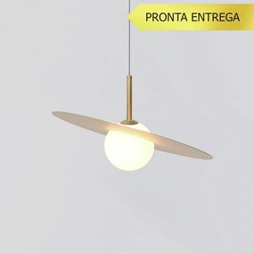 Pendente Viseira Ø39Cm Globo Ø12Cm C/ Rosca Alumínio 1Xg9 - Qimporta P... (CHAMPANHE)