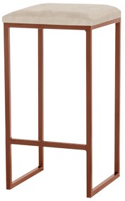 Banqueta Decorativa Billie Base Bronze Veludo Bege G41 - Gran Belo