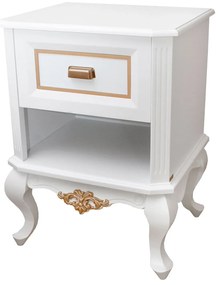 Mesa de Cabeceira Lavanda - Branco com Dourado Soléil Provençal Kleiner