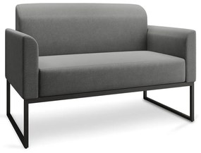 Poltrona Namoradeira Decorativa Isabella Base Industrial Linho Grafite/Preto G19 - Gran Belo