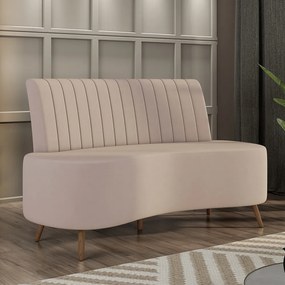 Sofá Living Decorativo 2 Lugares 1,35M Katara Rosê Veludo G33 - Gran Belo