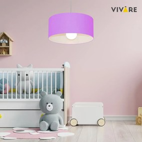 Lustre Pendente Cilíndrico 4052 Cúpula em Tecido 50x21cm Lilás - Bivolt