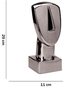 Escultura Decorativa Em Cerâmica Espelhada Chumbo Face 29x11 cm M02 - D'Rossi