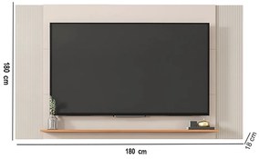 Painel TV até 65 Pol Extensível 136-150-180cm Suspenso Visari C01 - D'Rossi - Off White e Freijó