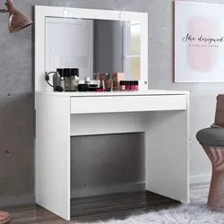Penteadeira Camarim Com Espelho 1 Gaveta Atraente D02 Branco - Mpozena
