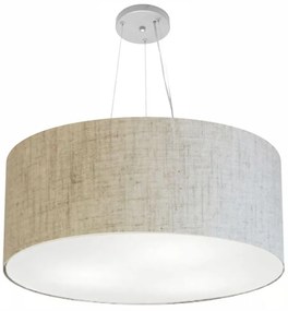 Lustre Pendente Cilíndrico Md-4135 Cúpula em Tecido 70x30cm Rustico Bege - Bivolt