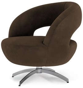 Poltrona Decorativa Base Giratória Topázio Veludo Marrom - Sheep Estofados - Marrom