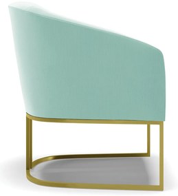 Poltrona Decorativa Industrial Dourado kit 2 Stella Suede D03 - D'Rossi - Azul Turquesa