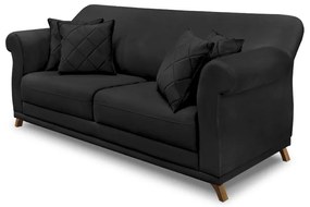 Sofá 2 Lugares Pé de Madeira Julieta 160 cm Veludo S04 - D'Rossi - Preto