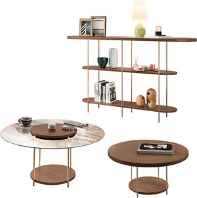 Conjunto Infinity Aparador e 2 Mesas Centro Sky Tampo MDF/Vidro Castanho G26 - Hb Móveis