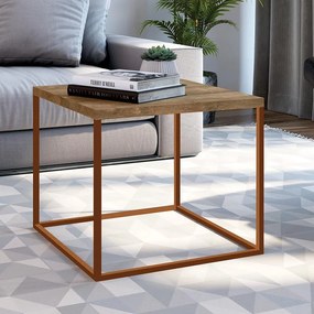 Mesa Lateral Cube Estilo Industrial Baixa - Vermont cobre