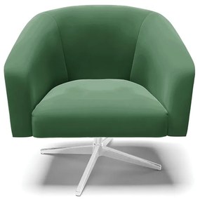 Poltrona Decorativa Giratória Cromada Stella Veludo D03 - D'Rossi - Verde