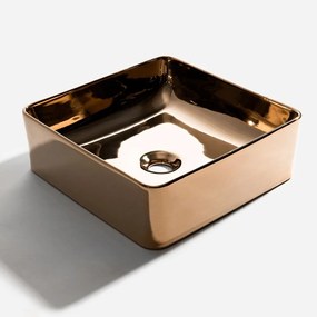 Cuba de Louça Apoio Quadrada 36 cm (Pienza Rosé Gold Metálica)