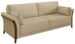 Sofá Living 3 Lugares 222cm Pés Madeira Roya Z32 Linho Bege - Mpozenat