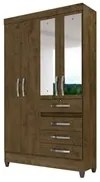 Guarda Roupa Solteiro Sobral 4 Portas Castanho Wood - Moval